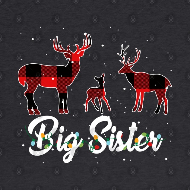 Big Sister Reindeer Plaid Pajama Shirt Family Christmas by intelus